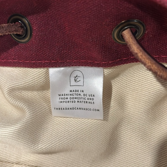 Thread and Canvas Company waxed canvas cinch top bucket bag cranberry - Picture 13 of 16